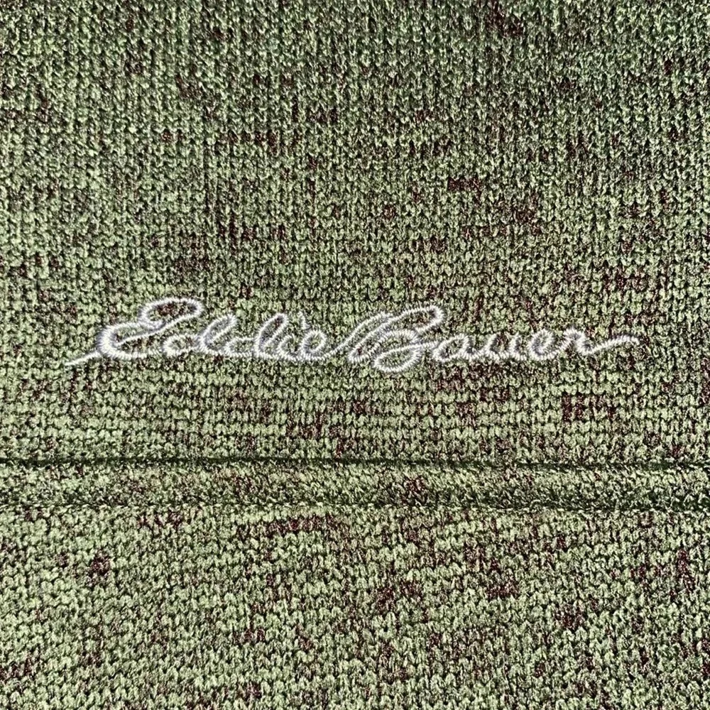 Eddie Bauer Radiator Fleece Snap Mock Pullover Heather Green Black New Size L View 5